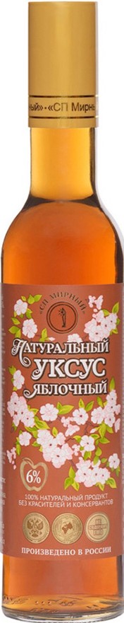 Уксус Мирный СП яблочный натуральный 6% ст/б 500мл