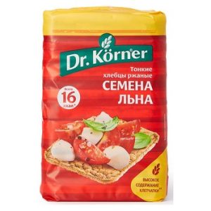Хлебцы Dr.Korner Ржаные хрустящие с семенами льна м/у 100г