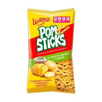 Соломка картофельная Pomsticks со вкусом сметаны и специй 100г