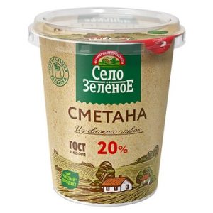 Сметана Село Зеленое 20% стак 300г без змж