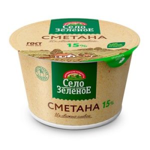 Сметана Село Зеленое 15% стак 180г без змж