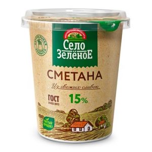 Сметана Село Зеленое 15% стак 300г без змж