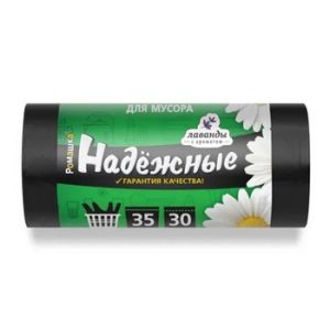 Пакеты д/мусора Ромашка Надежные 35л 30шт 12мкм с ушками черные арт.ВЛ03130У