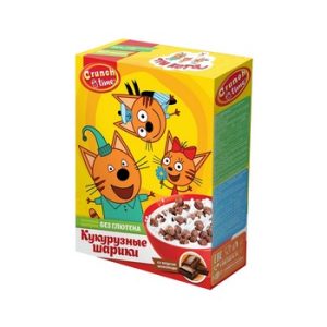 Сухой завтрак Кранч Тайм Три Кота шарики со вкусом шоколада без глютена к/у 170г