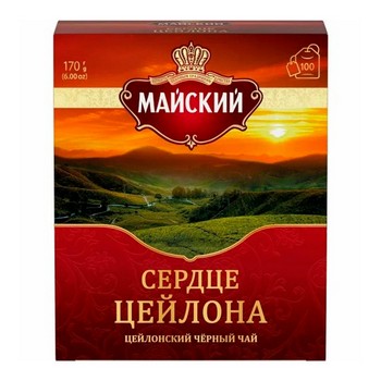 Чай Майский Сердце Цейлона байх черн к/у 100*1,7г