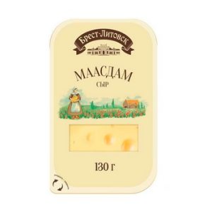 Сыр Брест-Литовск Маасдам 45% нарезка 130г без змж