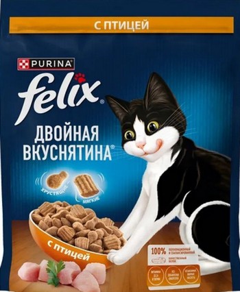 Корм д/кот Felix Двойная вкуснятина с птицей м/у 600г