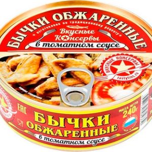 Бычки Вкусные консервы обжар в том соусе ж/б ключ 240г