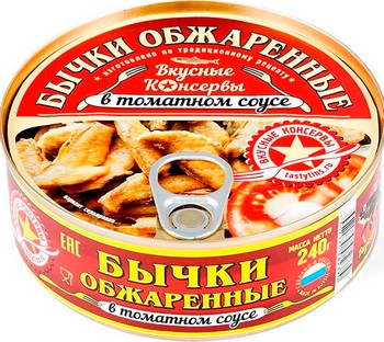 Бычки Вкусные консервы обжар в том соусе ж/б ключ 240г