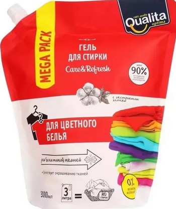 Гель д/стирки Qualita д/цветного белья экстракт хлопка д/п 80 стирок 3л