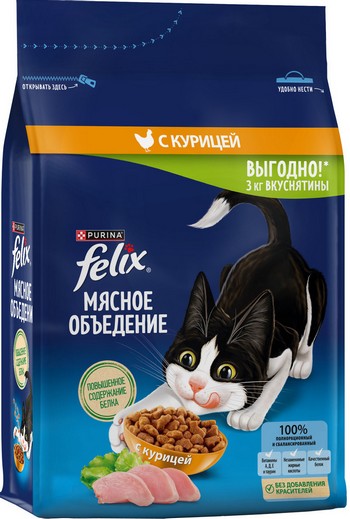 Корм д/кот Felix Мясное объедение курица вес