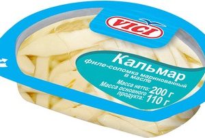 Кальмар Вичи Гигантский филе-соломка маринованный в масле с пряностями охл 200г
