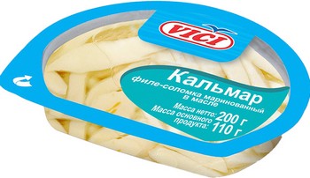 Кальмар Вичи Гигантский филе-соломка маринованный в масле с пряностями охл 200г