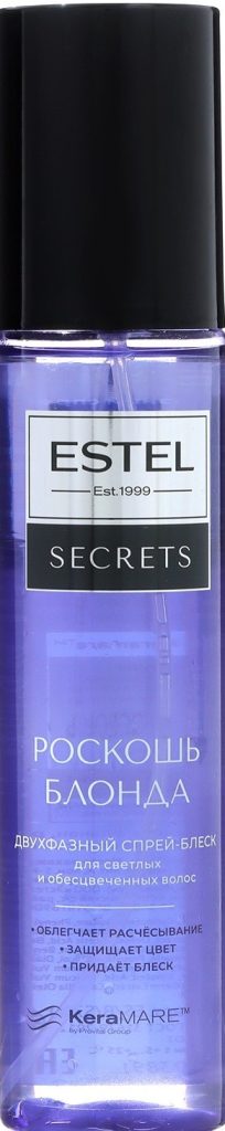 Спрей-блеск д/волос Estel Secrets Роскошь Блонда д/светлых и обесцвеченных волос двухфазн 200мл