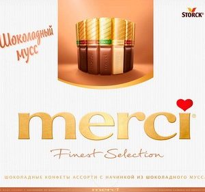 Конфеты Merci ассорти шок мусс к/у 210г