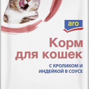 Корм д/кот Aro кролик-индейка в соусе м/у 85г