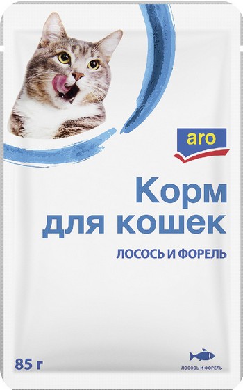 Корм д/кот Aro лосось-форель в соусе м/у 85г