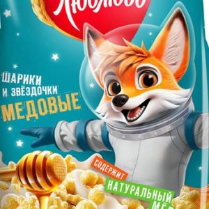 Сухой завтрак Любятово шарики и звездочки медовые м/у 420г