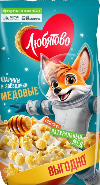 Сухой завтрак Любятово шарики и звездочки медовые м/у 420г
