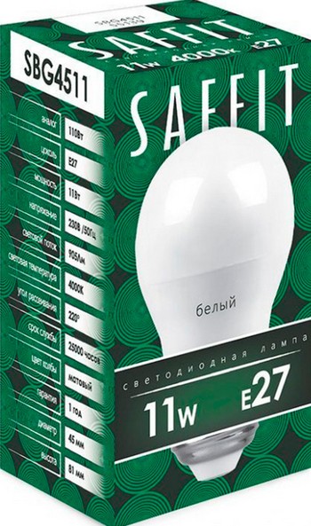 Лампа светодиодная Saffit E27 11Вт SBG4511 1шт