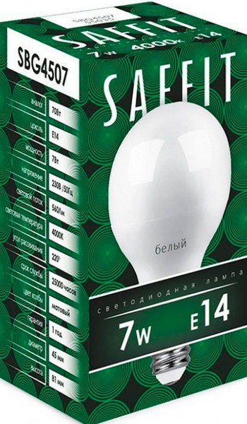 Лампа светодиодная Saffit E14 7Вт G45 SBG4507 1шт