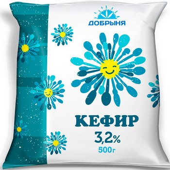 Кефир Добрыня 3,2% п/э 500г без змж
