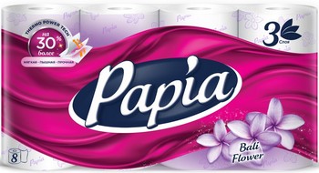 Бумага туалетная Papia бали 3-х слн 8шт