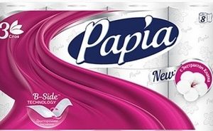 Бумага туалетная Papia белая 3-хсл 8шт