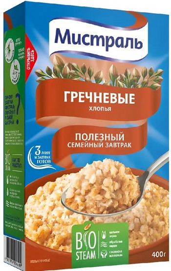 Хлопья Мистраль гречневые к/у 400г