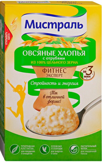 Хлопья Мистраль Фитнес эксперт овсяные с отрубями к/у 400г