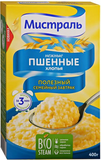 Хлопья Мистраль пшенные Нежные к/у 400г