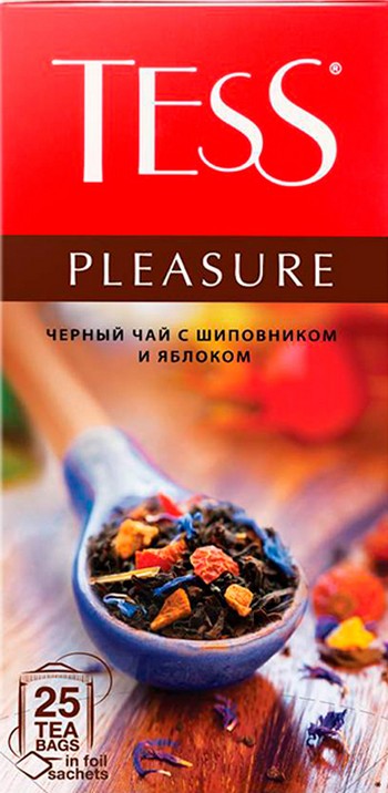 Чай Tess Pleasure черный шиповник-яблоко ф/п конверт 25*1,5г