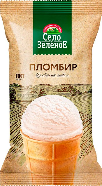Мороженое Село Зеленое Пломбир 15% стакан 90г без змж