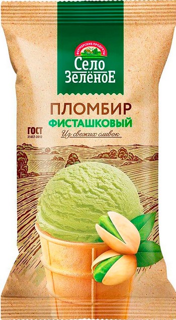 Мороженое Село Зеленое Пломбир Фисташки 15% стакан 70г без змж