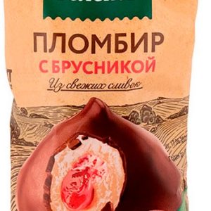 Мороженое Село Зеленое Пломбир Брусника 15% рожок 110г без змж