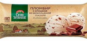 Мороженое Село Зеленое Пломбир с шок крошкой 15% 400г без змж