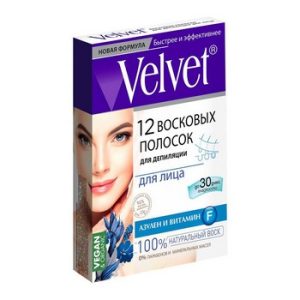 Восковые полоски Velvet д/депиляции д/лица 12шт