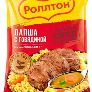 Лапша Роллтон по-домашнему с говядиной 85г