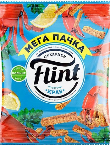 Сухарики Flint пшенично-ржаные Краб 190г