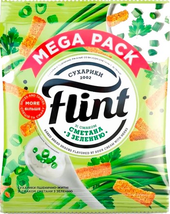 Сухарики Flint пшенично-ржаные Сметана с зеленью 100г