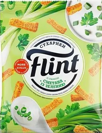 Сухарики Flint пшенично-ржаные Сметана с зеленью 60г