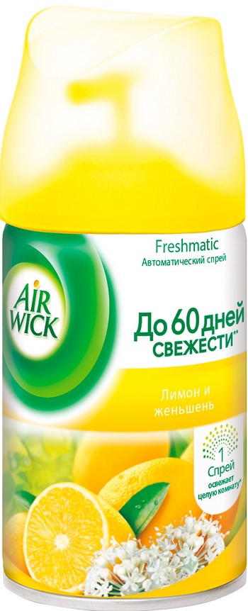 Освежитель воздуха Air Wick Женьшень и лимон смен балон сухое распыление 250мл