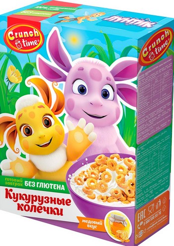 Сухой завтрак Кранч Тайм Лунтик медовые колечки без глютена к/у 170г