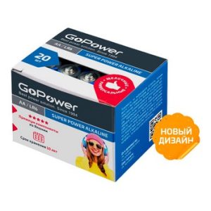 Батарейка GoPower LR6 AA BOX20 Shrink 4 Alkaline 15V