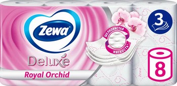 Бумага туалетная Zewa Deluxe орхидея 3-хсл 8шт