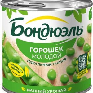 Горошек Bonduelle зеленый Молодой ж/б ключ 400г/425мл