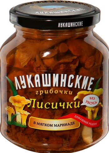 Грибы Лукашинские Лисички маринованные ст/б 340г