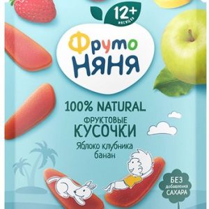 Фруктовые кусочки ФрутоНяня яблоко-клубника-банан 12+ м/у 15г