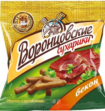 Сухарики Воронцовские ржано-пшеничные со вкусом Бекон 80г