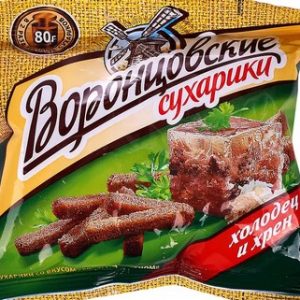 Сухарики Воронцовские ржано-пшеничные со вкусом Холодец с хреном 80г